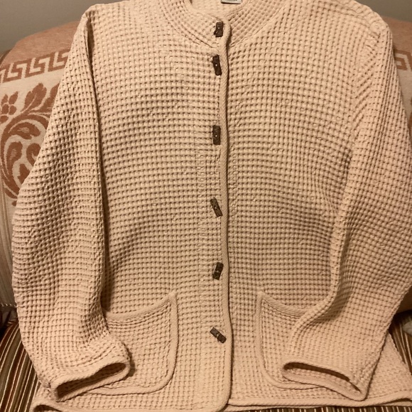 100% cotton waffle fabric jacket blazer large toggle buttons - pockets oatmeal - Picture 1 of 11